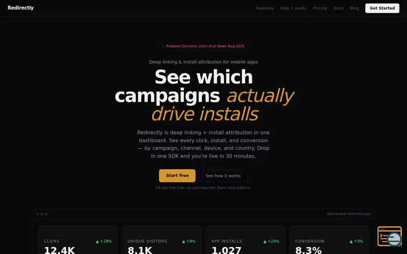 Screenshot of Redirectly