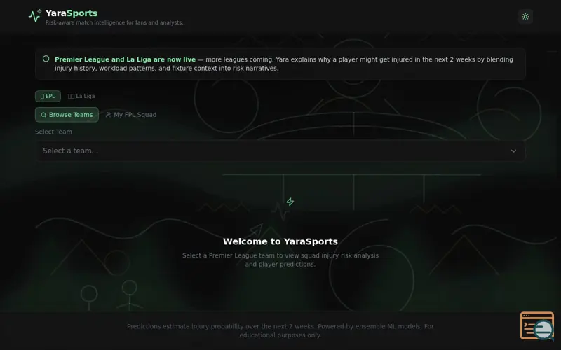 Screenshot of YaraSports