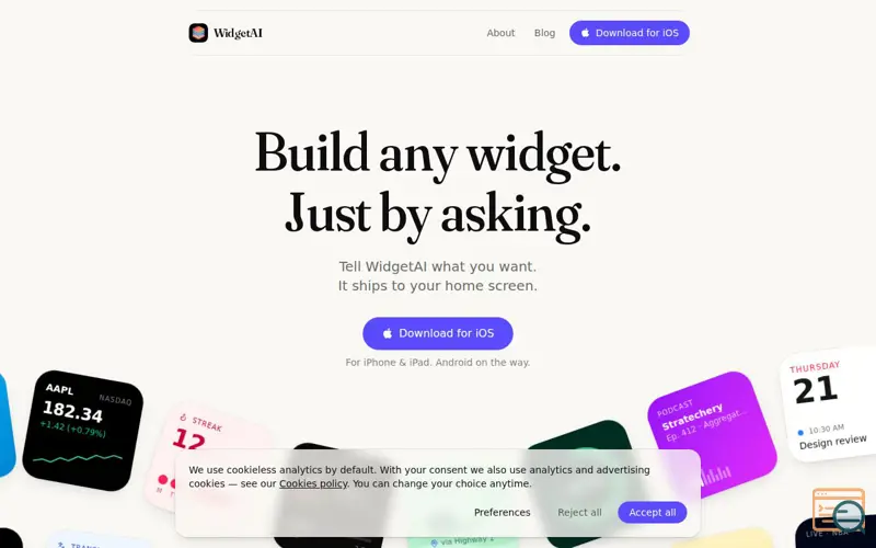 Screenshot of WidgetAI