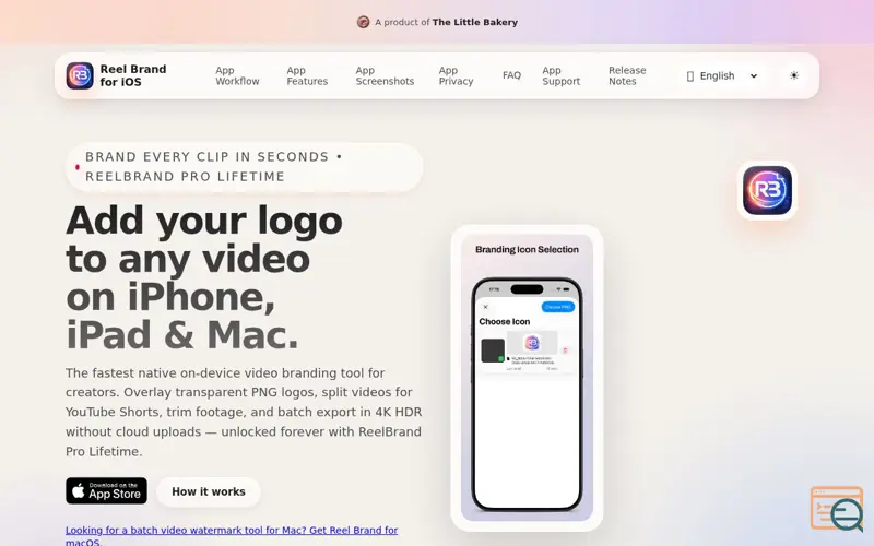 Screenshot of ReelBrand — Fast Native Video Branding