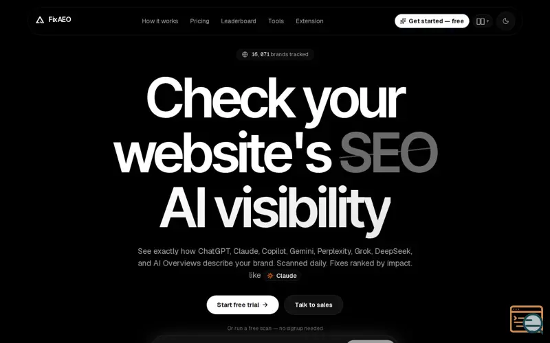 Screenshot of FixAEO