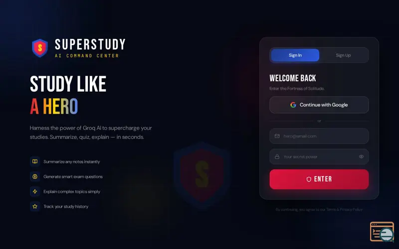Screenshot of SuperStudy AI
