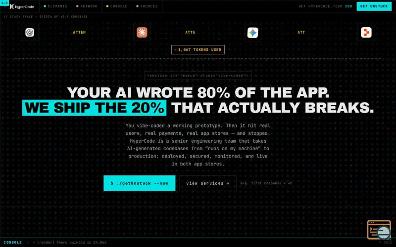 Screenshot of HyperCode — Vibe Code Rescue