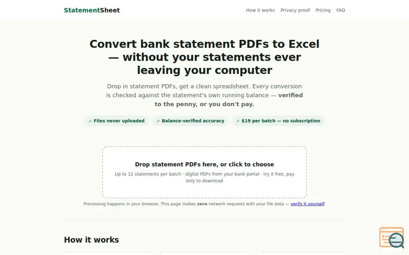 Screenshot of StatementSheet