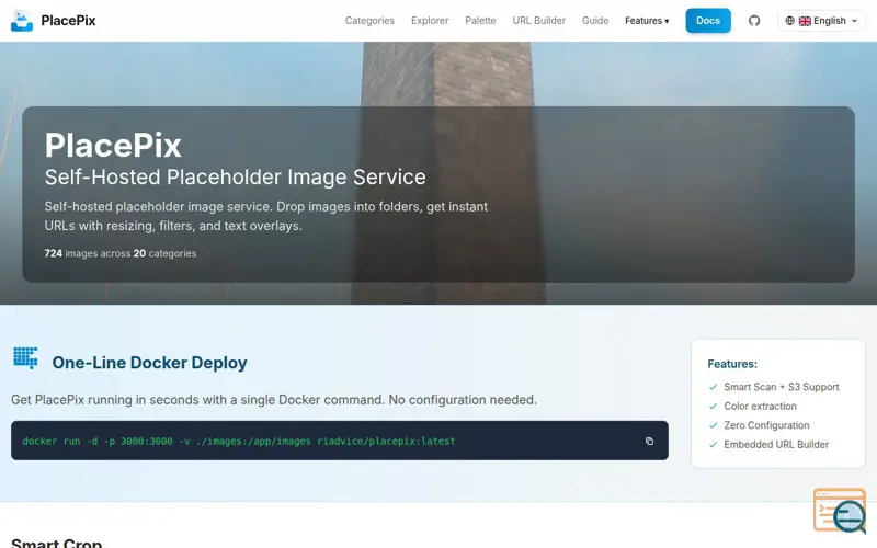 Screenshot of PlacePix, a launch using Animate.css