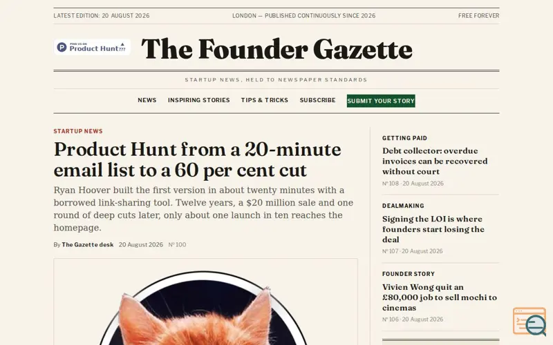 Screenshot of The Founder Gazette