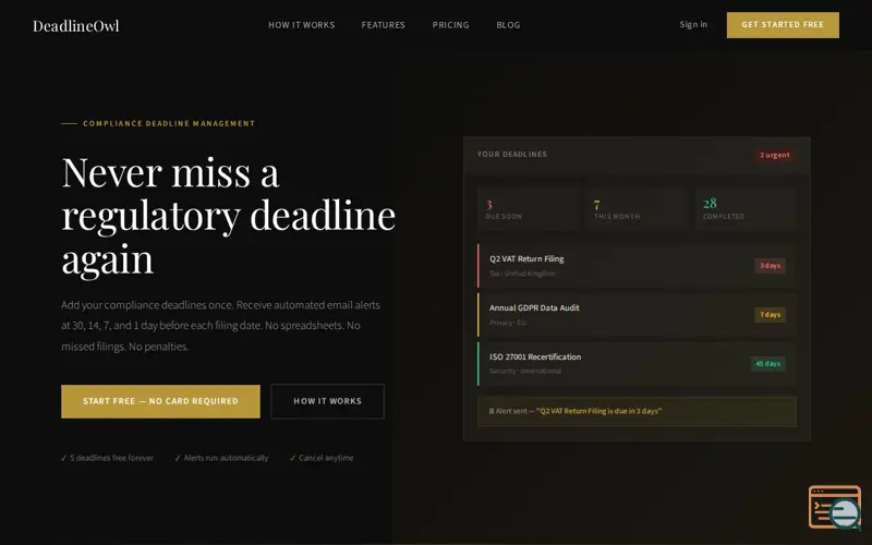 Screenshot of DeadlineOwl 