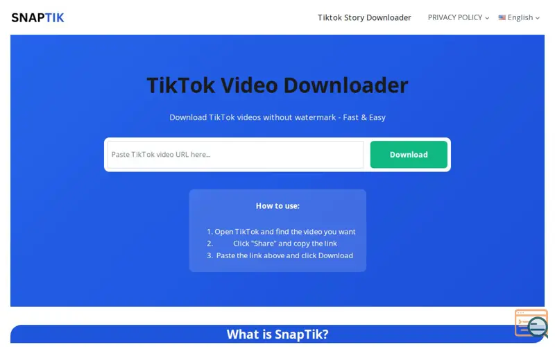 Screenshot of SNAPTIK, a launch using AddThis