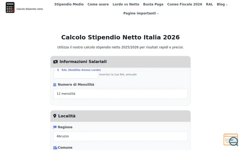 Screenshot of Calcolostipendionettoo