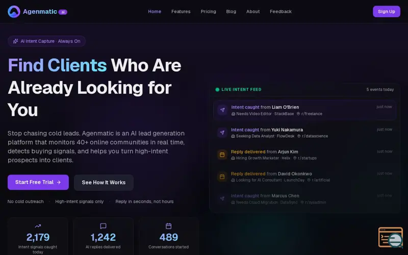 Screenshot of Agenmatic.ai
