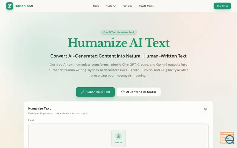 Screenshot of Humanize AI Text 