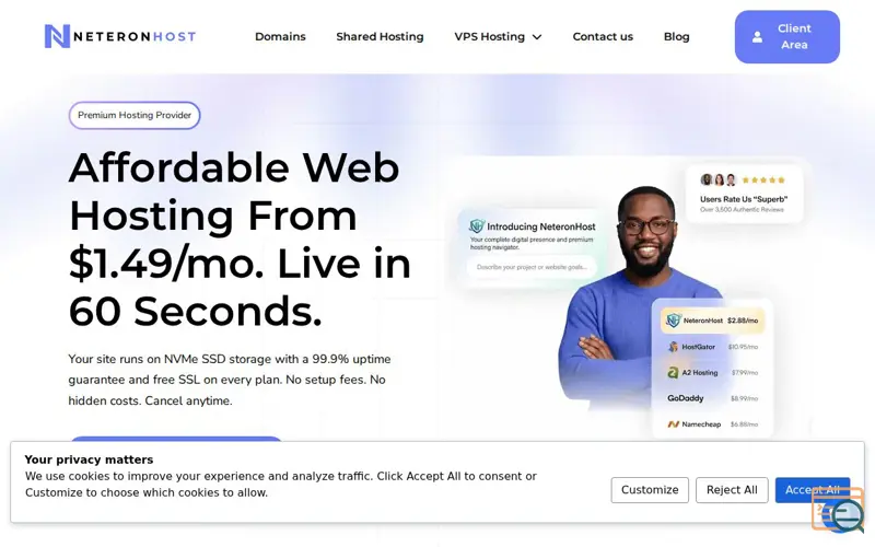 Screenshot of Neteronhost - VPS & Web Hosting