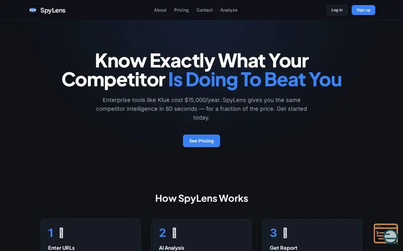 Screenshot of SpyLens — Competitor Intelligence