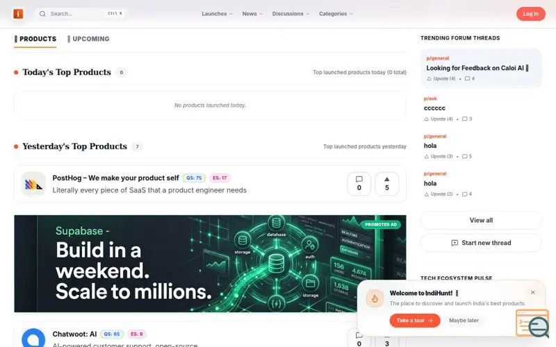 Screenshot of IndiHunt — India's Daily Tech Launchpad