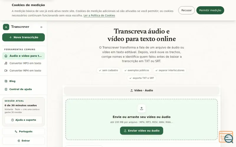 Screenshot of Transcrever