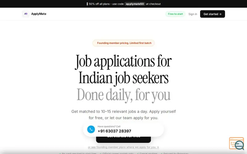 Screenshot of ApplyMate — Your career, applied for.