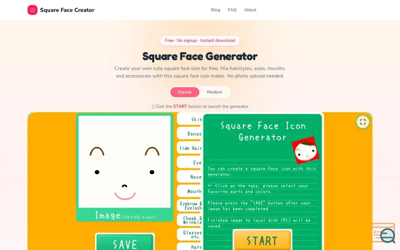Screenshot of Square Face Creator