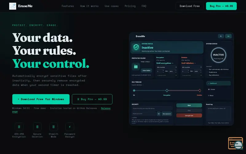 Screenshot of EraseMe
