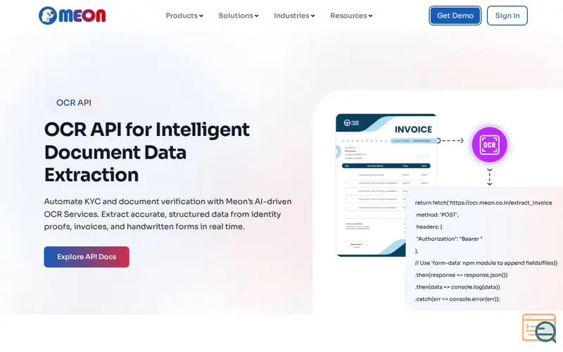 Screenshot of OCR API, a launch using OwlCarousel