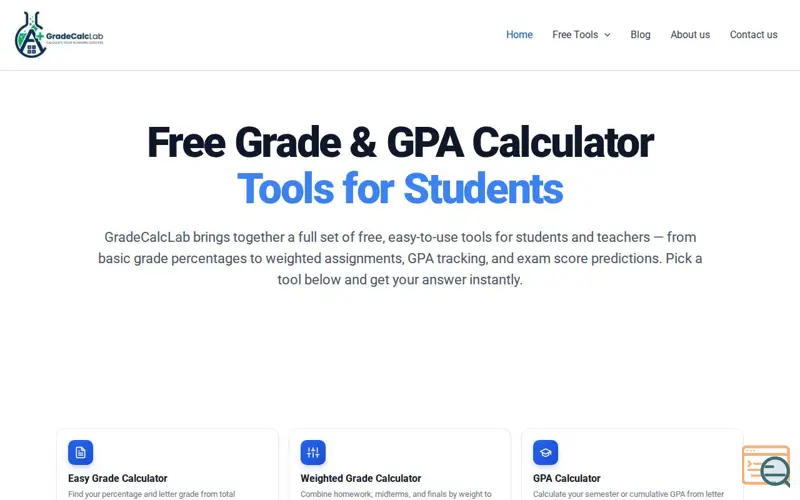 Screenshot of Free grade &GPA calculators for students