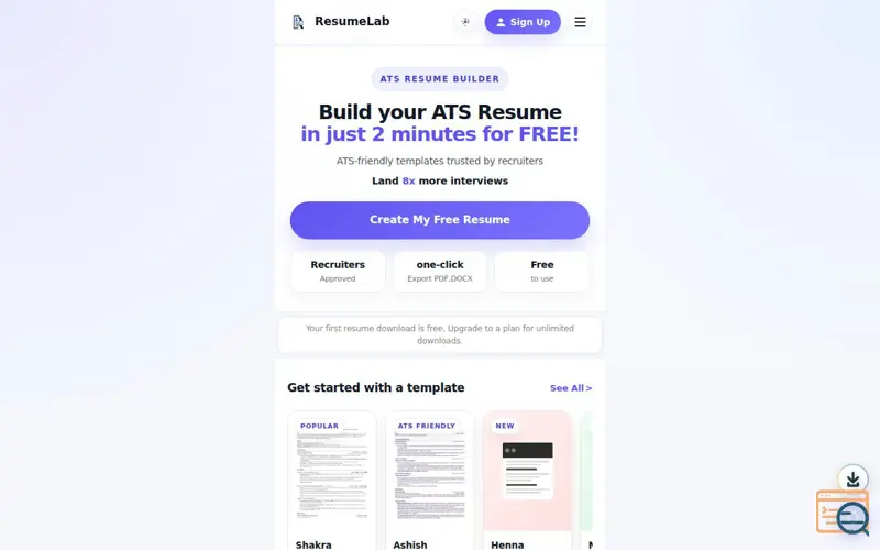 Screenshot of ResumeLab