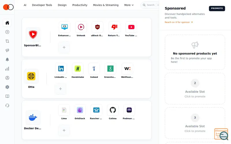 Screenshot of findalternate