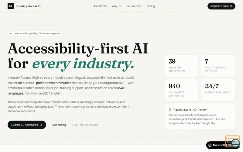 Screenshot of Industry Access AI
