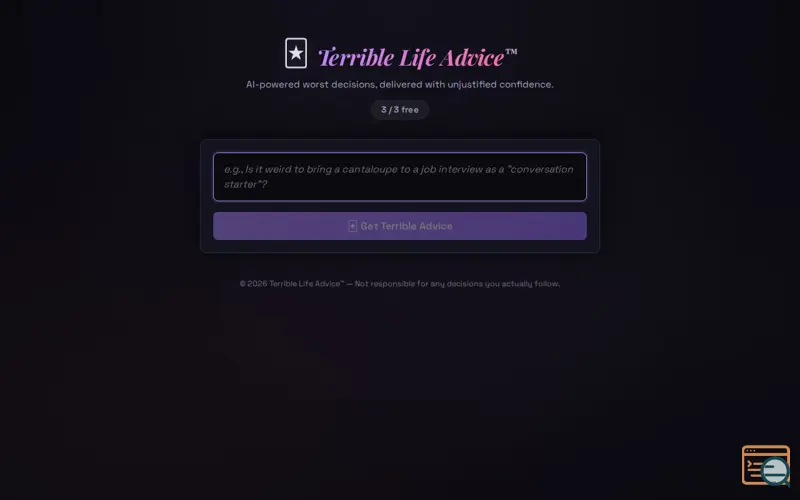 Screenshot of Terrible Life Advice