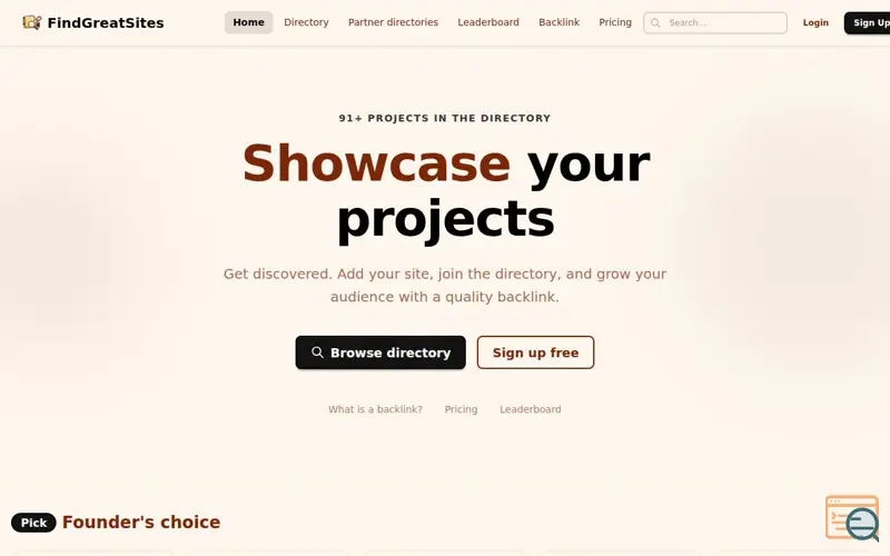 Screenshot of FindGreatSites