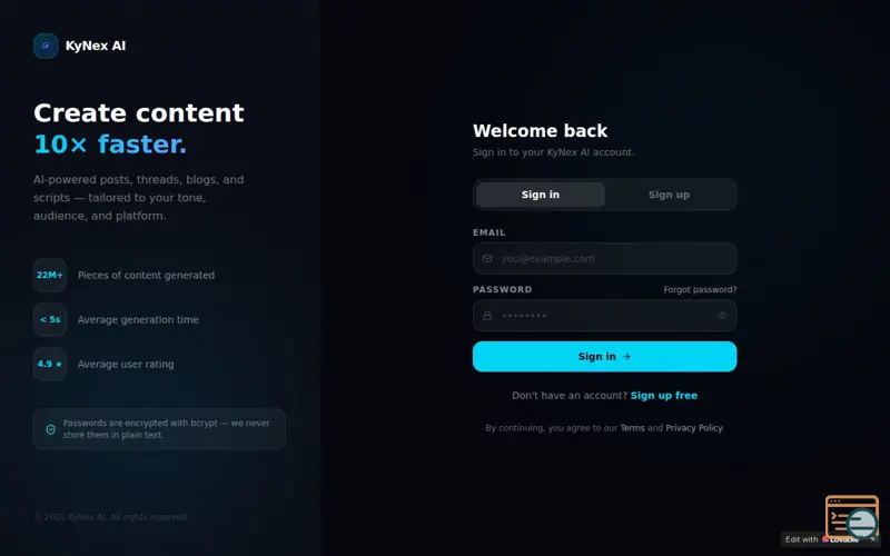 Screenshot of KyNex AI