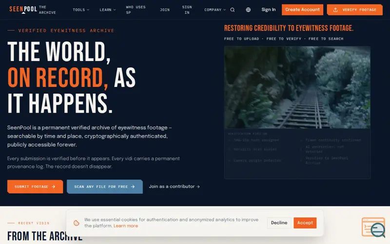 Screenshot of SeenPool