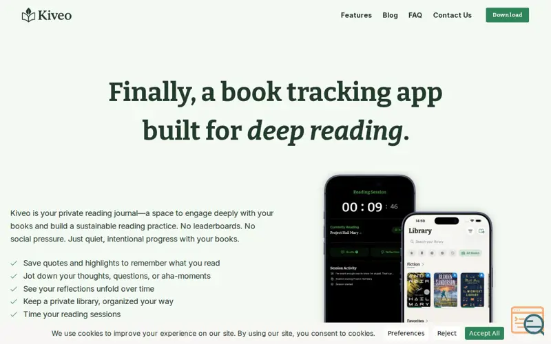Screenshot of Kiveo, a launch using All in One SEO