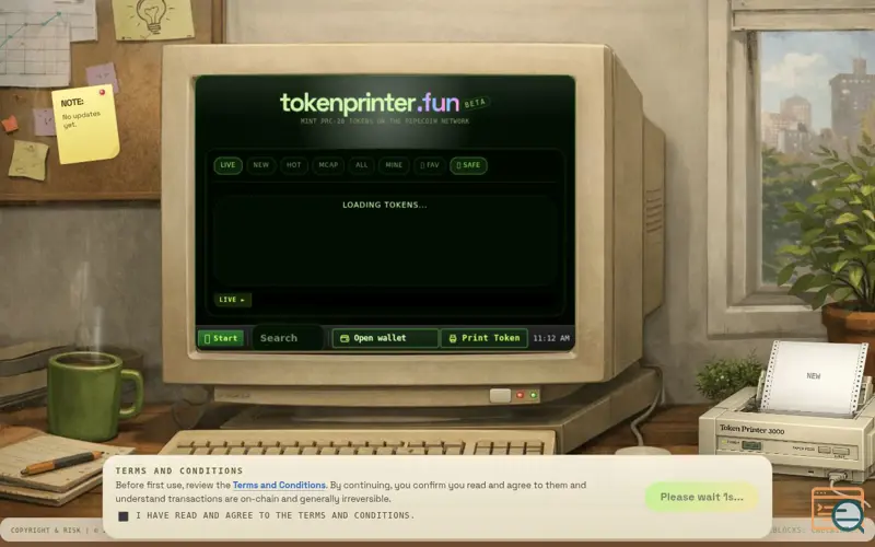 Screenshot of TokenPrinter.fun