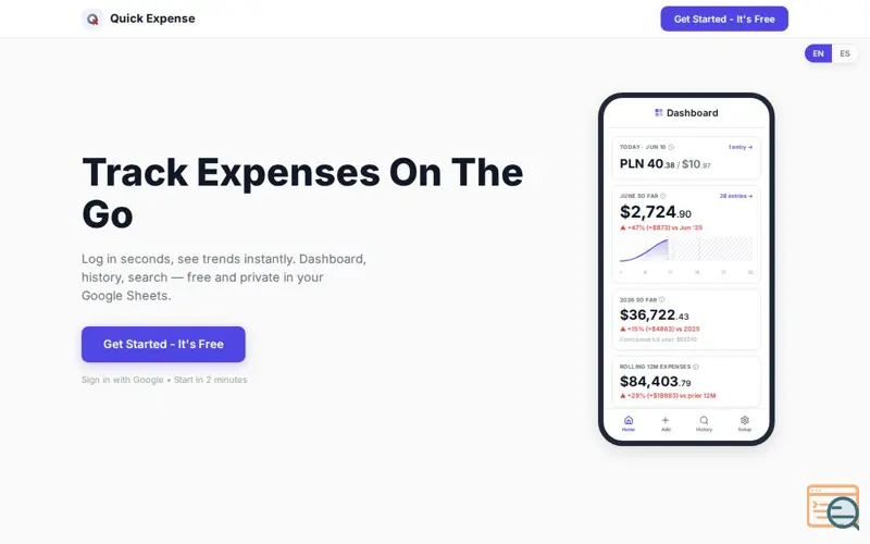 Screenshot of QuickExpense