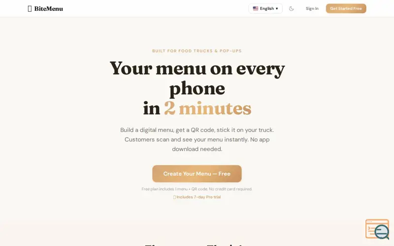 Screenshot of BiteMenu