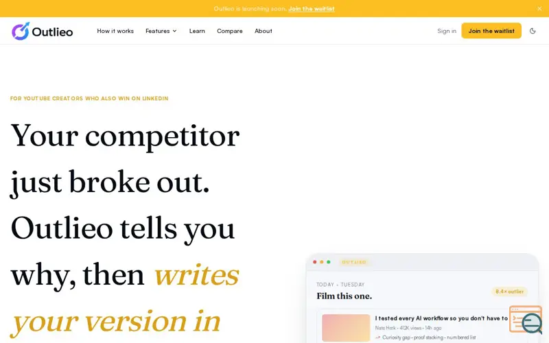 Screenshot of Outlieo