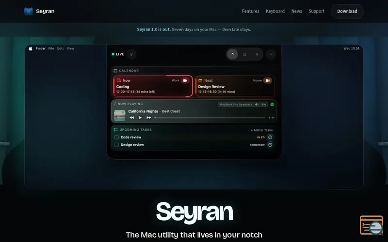 Screenshot of Seyran — The Mac utility that lives in your notch