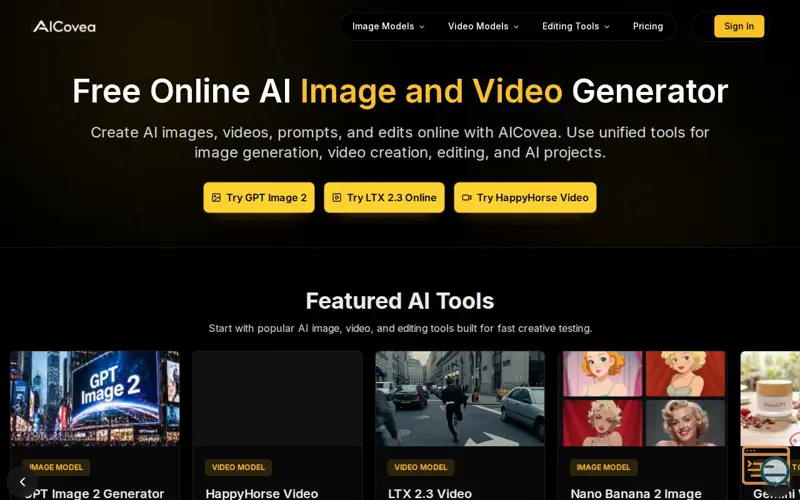 Screenshot of aicovea