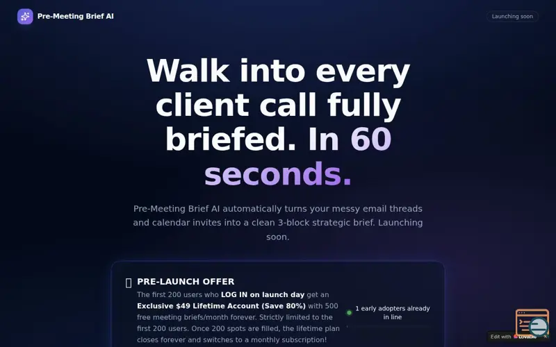 Screenshot of Pre-Meeting BriefPulse AI