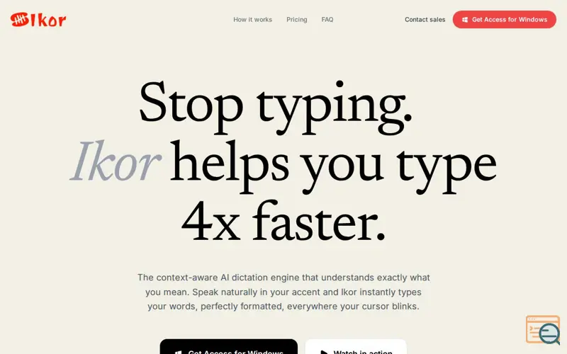 Screenshot of Ikor — AI-powered writing assistant.