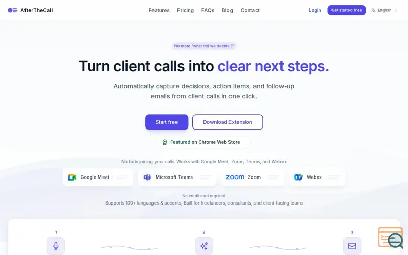Screenshot of AfterTheCall