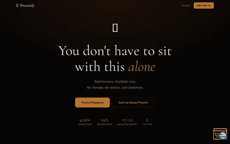Screenshot of Presently — You don't have to be alone