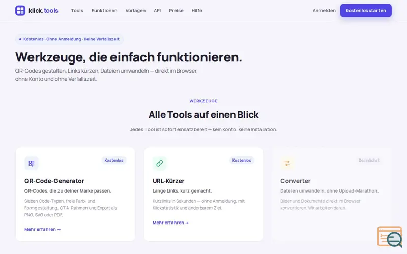 Screenshot of klick.tools