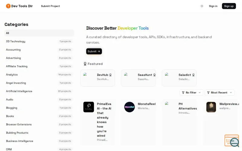 Screenshot of Dev Tools Dir, a launch using Turbo0