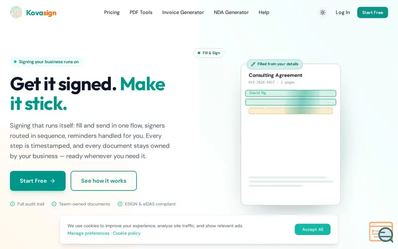 Screenshot of Kovasign