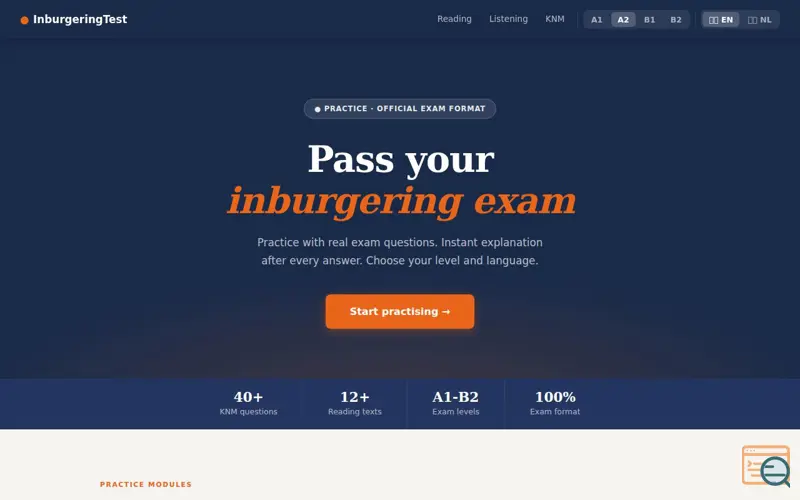 Screenshot of  InburgeringTest.nl