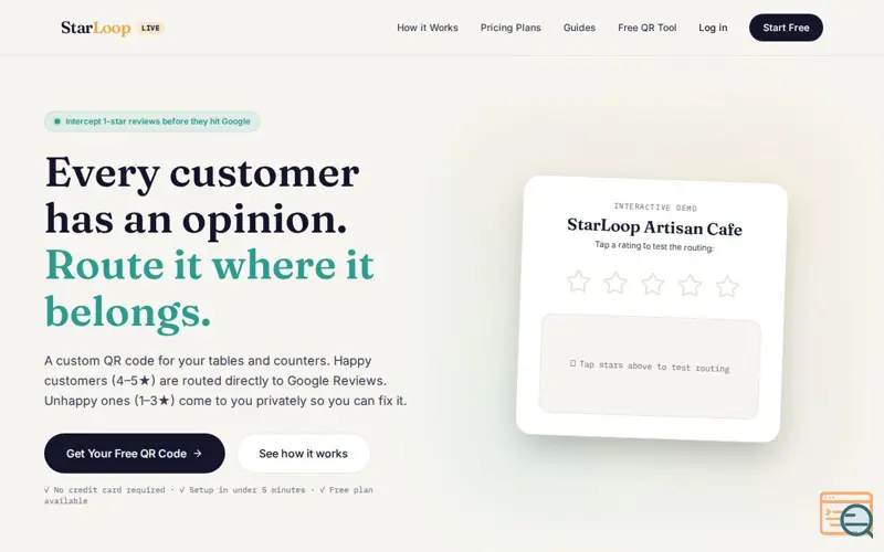 Screenshot of StarLoop: Google Review QR Generator