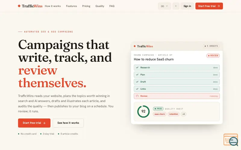 Screenshot of TrafficWins