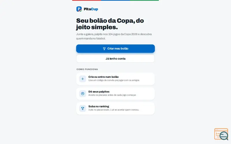 Screenshot of PitaCup — Bolão da Copa 2026