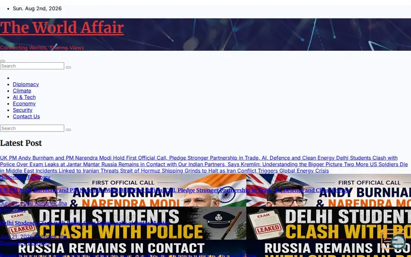 Screenshot of The World Affair, a launch using WP Cloud Email
